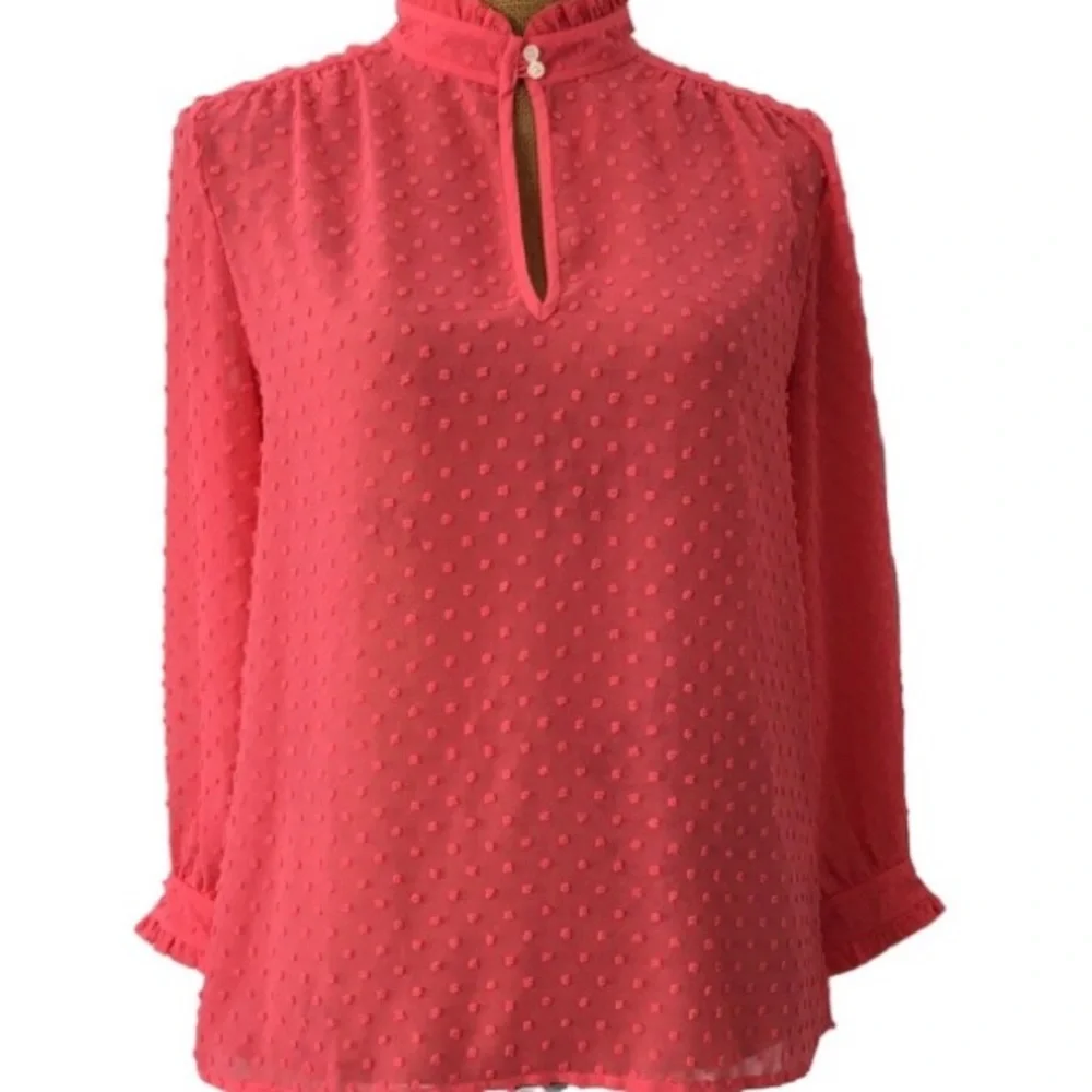 J. Crew Elegant Dots Rose/Pink Long Sleeves Casual Office Shirt 6P